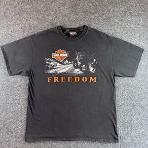 Harley-Davidson Black Tee with Orange Freedom Graphic